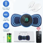 Portable Electric Intelligent Mini Neck Massager Patch for Back and Shoulder Massager With Pad and Remote