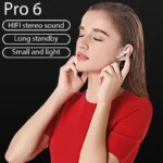 Pro 6 TWS Bluetooth Earphones for iPhone Wireless Bluetooth Headset Noise Cancelling Earbuds with Mic Pro6 Wireless Headphones