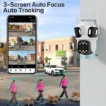 Three Lens PTZ IP Camera Outdoor 6K HD Three Screen WiFi Security Camera Auto Tracking 4K Dual Len Wirelss CCTV Camera iCsee