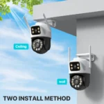 Three Lens PTZ IP Camera Outdoor 6K HD Three Screen WiFi Security Camera Auto Tracking 4K Dual Len Wirelss CCTV Camera iCsee